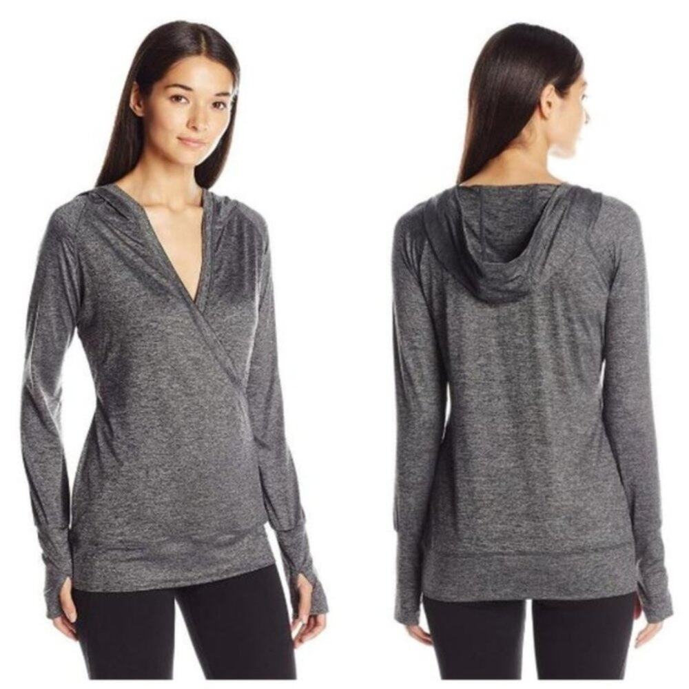 MSP by Miraclesuit Hooded Active Running Top Womens L Crossover Long Sleeve Yoga